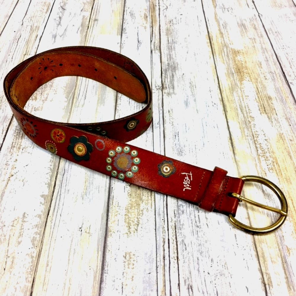 Fossil Belt, Brown Leather, Floral